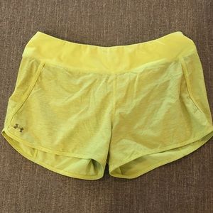 Under armor neon yellow running shorts
